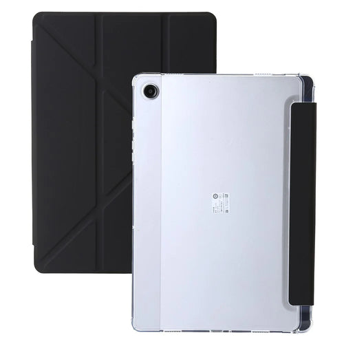 For Samsung Galaxy Tab A11 / A9 Case PU+Acrylic+TPU Auto Wake / Sleep Tablet Stand Cover - Black - 1