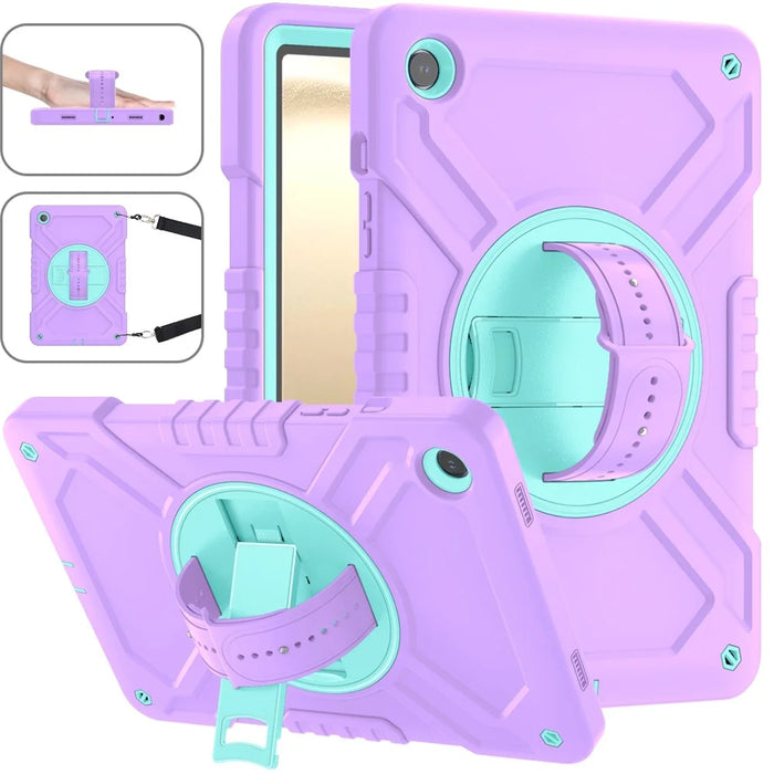 X-Shaped Series for Samsung Galaxy Tab A9+ Case PC+Silicone Rugged Shockproof Tablet Cover - Purple+Cyan - 2