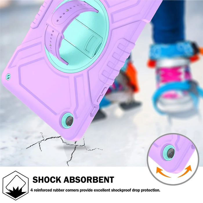 X-Shaped Series for Samsung Galaxy Tab A9+ Case PC+Silicone Rugged Shockproof Tablet Cover - Purple+Cyan - 3