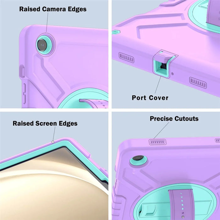 X-Shaped Series for Samsung Galaxy Tab A9+ Case PC+Silicone Rugged Shockproof Tablet Cover - Purple+Cyan - 5