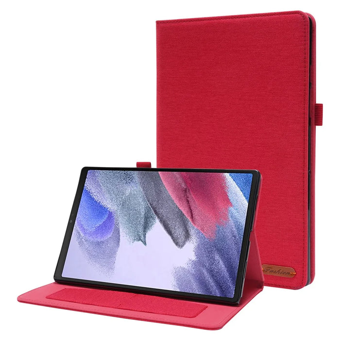 For Lenovo Tab M10 (Gen 3) Leather Case Business Folio Stand Tablet Cover with Card Slot - Red - 1