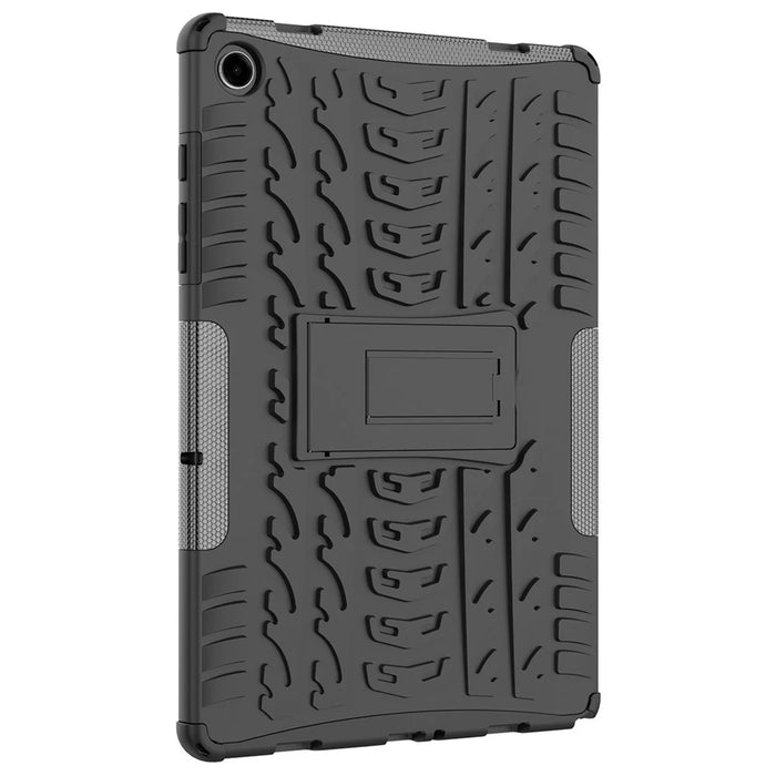 For Samsung Galaxy Tab A11+ / A9+ Tire Texture Case Shockproof TPU+PC Tablet Cover with Kickstand - Black - 2