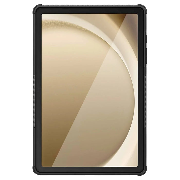 For Samsung Galaxy Tab A11+ / A9+ Tire Texture Case Shockproof TPU+PC Tablet Cover with Kickstand - Black - 7