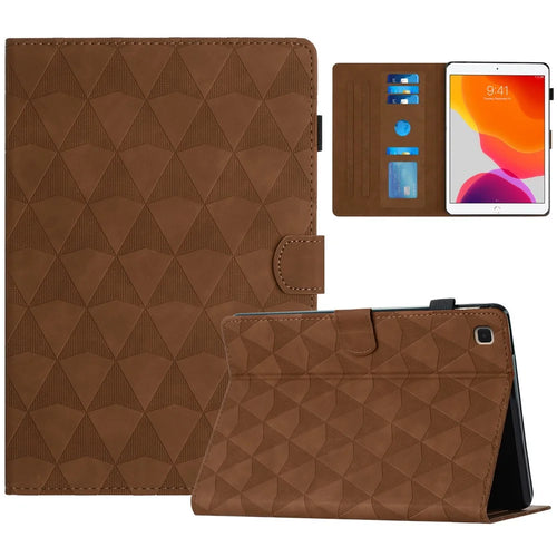For iPad 10.2 (2020)  /  (2019)  /  Air 10.5 inch (2019) Case Diamond Texture Leather Tablet Cover Stand - Brown - 1
