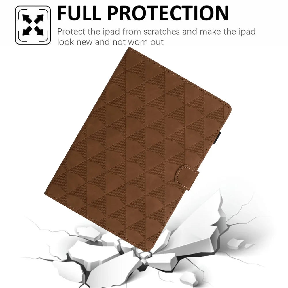 For iPad 10.2 (2020)  /  (2019)  /  Air 10.5 inch (2019) Case Diamond Texture Leather Tablet Cover Stand - Brown - 7