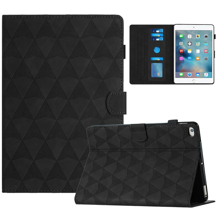 For iPad Mini  /  Mini 2  /  mini 3  /  mini 4  /  mini (2019) 7.9 inch Leather Case Stand Diamond Texture Tablet Cover - Black - 1