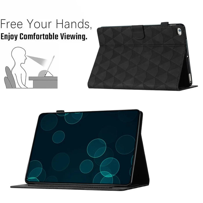 For iPad Mini  /  Mini 2  /  mini 3  /  mini 4  /  mini (2019) 7.9 inch Leather Case Stand Diamond Texture Tablet Cover - Black - 5