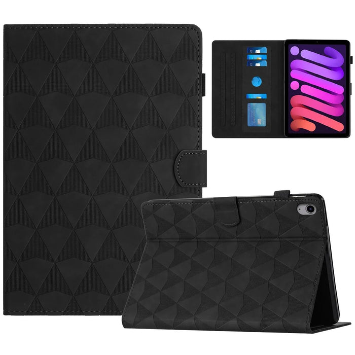 For iPad mini (2024) / mini (2021) Case Stand Diamond Texture Leather Tablet Cover Auto Wake  /  Sleep - Black - 1