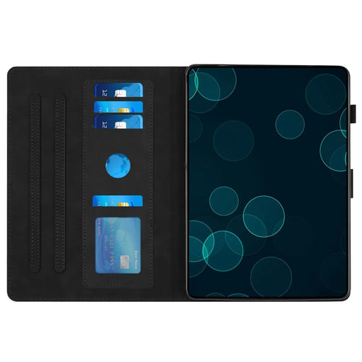 For iPad mini (2024) / mini (2021) Case Stand Diamond Texture Leather Tablet Cover Auto Wake  /  Sleep - Black - 2