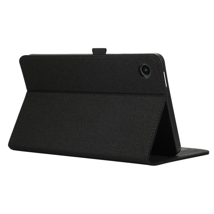For Samsung Galaxy Tab A9 Tablet Case Cloth Texture Folio Stand Leather Cover with Card Slot - Black - 4