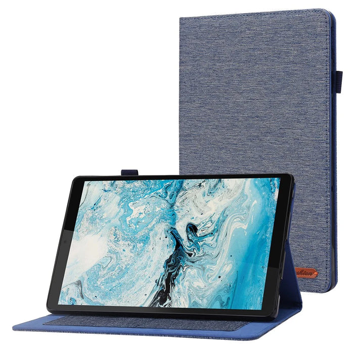 For Lenovo Tab M10 Plus (3rd Gen) Tablet Case Cloth Texture Card Holder Leather Cover - Blue - 1