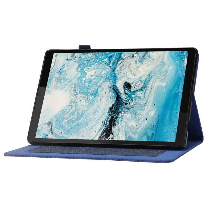 For Lenovo Tab M10 Plus (3rd Gen) Tablet Case Cloth Texture Card Holder Leather Cover - Blue - 2