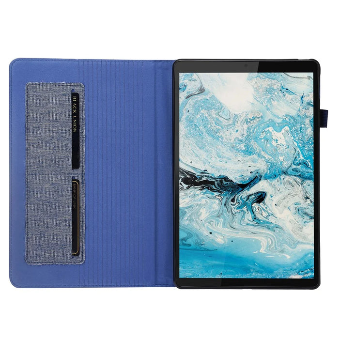 For Lenovo Tab M10 Plus (3rd Gen) Tablet Case Cloth Texture Card Holder Leather Cover - Blue - 3