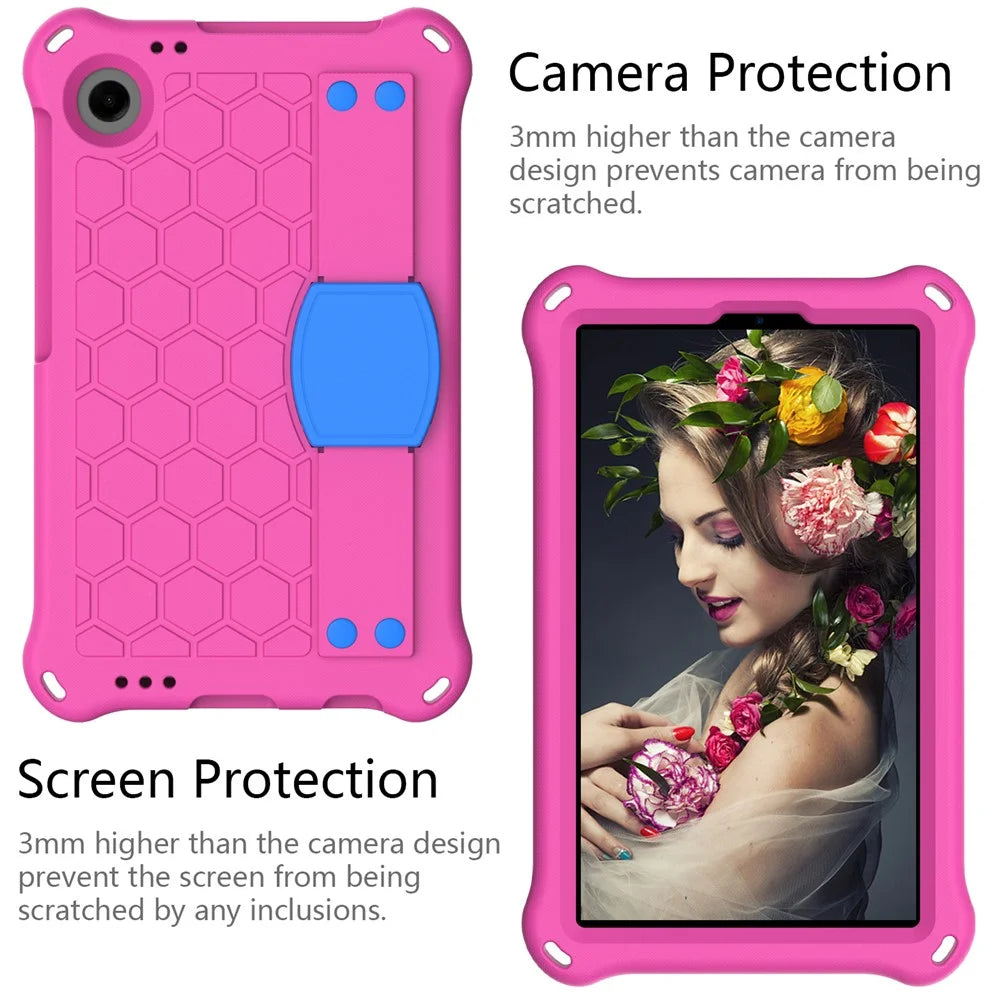 For Samsung Galaxy Tab A9+ Honeycomb Texture Case Kickstand EVA Tablet Cover - Rose+Blue - 2