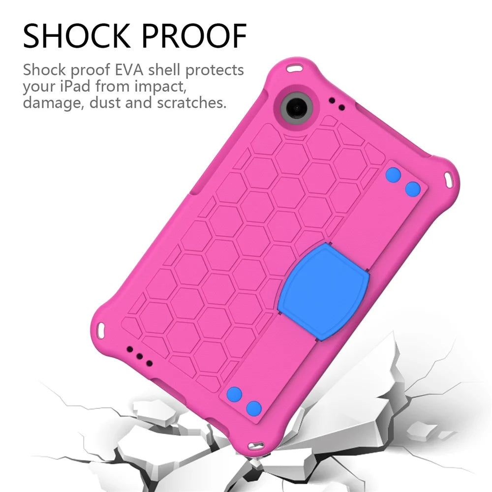 For Samsung Galaxy Tab A9+ Honeycomb Texture Case Kickstand EVA Tablet Cover - Rose+Blue - 3