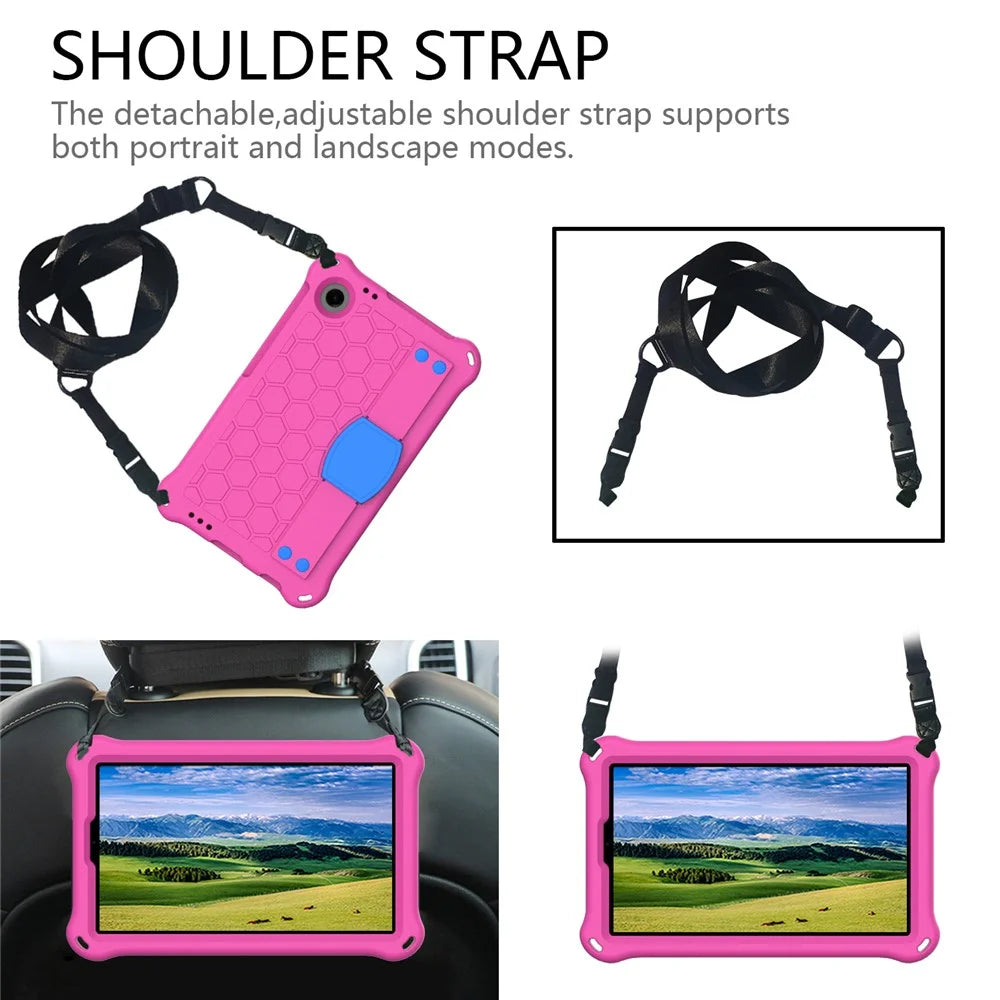 For Samsung Galaxy Tab A9+ Honeycomb Texture Case Kickstand EVA Tablet Cover - Rose+Blue - 4