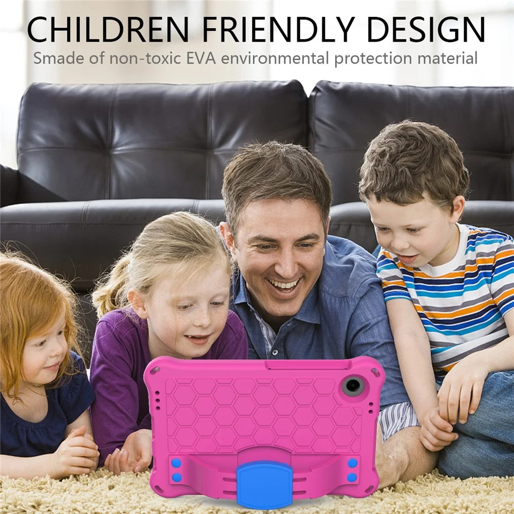 For Samsung Galaxy Tab A9+ Honeycomb Texture Case Kickstand EVA Tablet Cover - Rose+Blue - 6