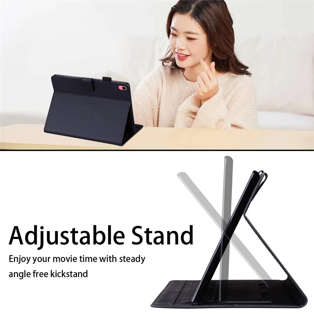 For iPad (2025) / 10.9 (2022) Leather Case Animal Pattern Card Holder Stand Tablet Cover - Black - 4