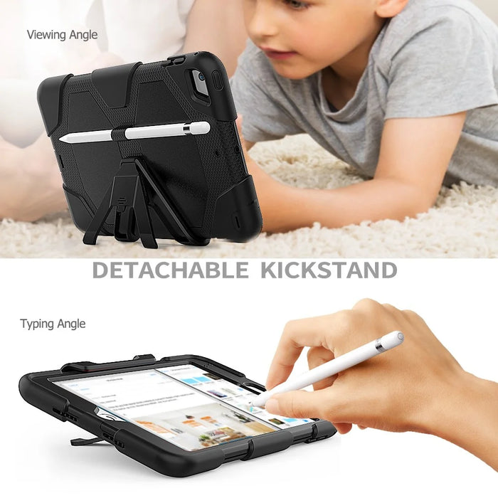 For iPad mini 4 / mini (2019) 7.9 inch Kickstand Case Tablet Case with PET Screen Protector - Black - 4