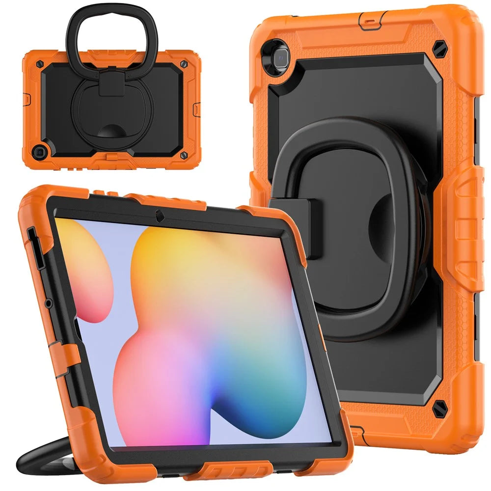 For Samsung Galaxy Tab S6 Lite (2024) / S6 Lite (2022) / S6 Lite (2020) P610 P615 P613 P619 Case Tablet Kickstand Cover with Shoulder Strap - Orange - 1