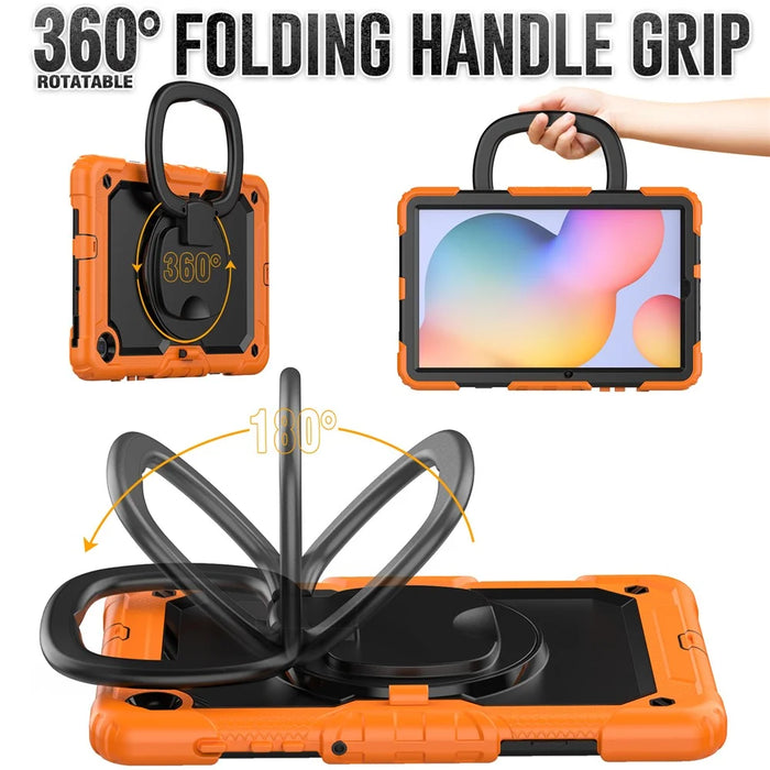 For Samsung Galaxy Tab S6 Lite (2024) / S6 Lite (2022) / S6 Lite (2020) P610 P615 P613 P619 Case Tablet Kickstand Cover with Shoulder Strap - Orange - 3