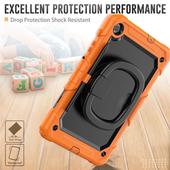 For Samsung Galaxy Tab S6 Lite (2024) / S6 Lite (2022) / S6 Lite (2020) P610 P615 P613 P619 Case Tablet Kickstand Cover with Shoulder Strap - Orange - 4