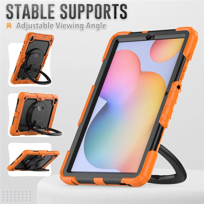 For Samsung Galaxy Tab S6 Lite (2024) / S6 Lite (2022) / S6 Lite (2020) P610 P615 P613 P619 Case Tablet Kickstand Cover with Shoulder Strap - Orange - 5