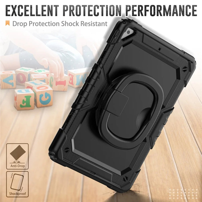 For iPad Pro 10.5-inch (2017) / Air 10.5 inch (2019) Case Handle Grip Kickstand Tablet Cover with Shoulder Strap - Black - 4