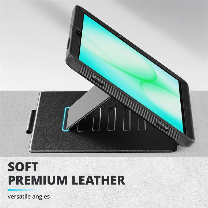 For Samsung Galaxy Tab A11+ / A9+ Kickstand Case Card Slot Tablet Leather Cover - Black - 4