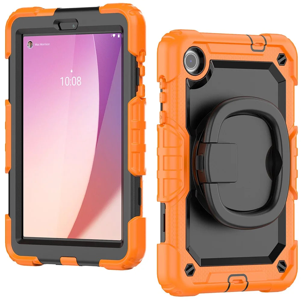 For Lenovo Tab M8 (4th Gen) 2024 TB-301XU / M8 (4th Gen) 2023 TB-300FU Case Rotary Kickstand Tablet Cover with Shoulder Strap - Orange - 2