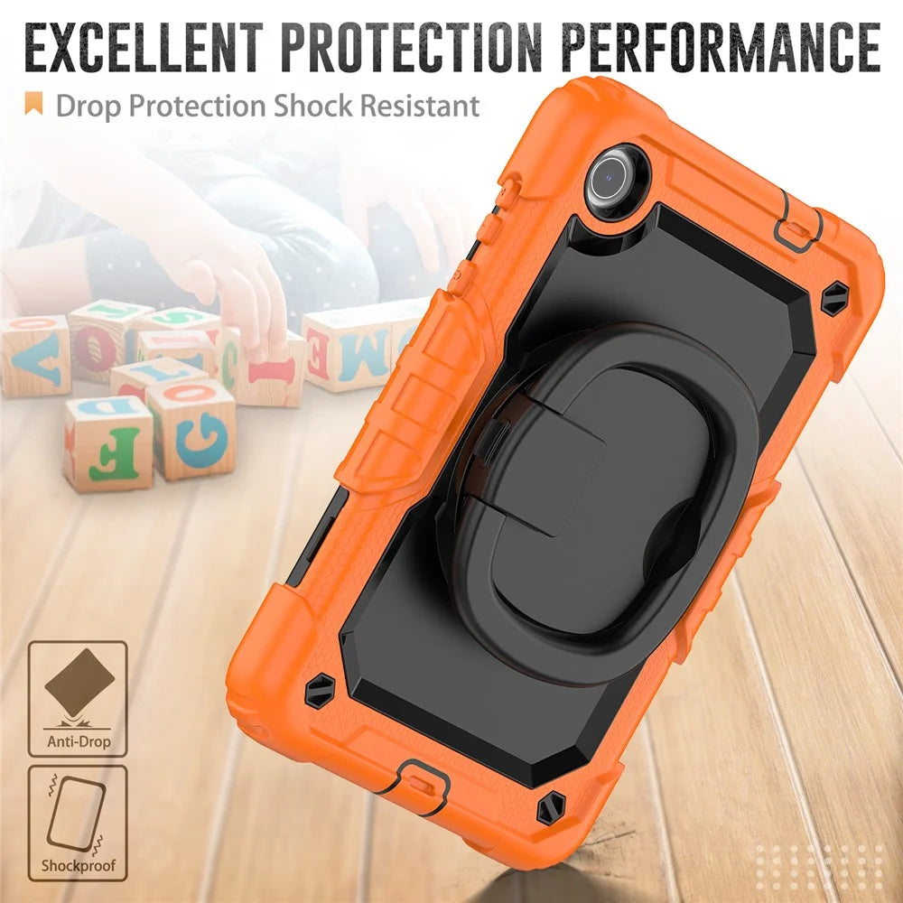 For Lenovo Tab M8 (4th Gen) 2024 TB-301XU / M8 (4th Gen) 2023 TB-300FU Case Rotary Kickstand Tablet Cover with Shoulder Strap - Orange - 4
