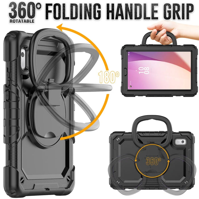 For Lenovo Tab M9 TB-310FU / Lenovo K9 TB310 Kickstand Case PC+Silicone Tablet Cover with Shoulder Strap - Black - 3