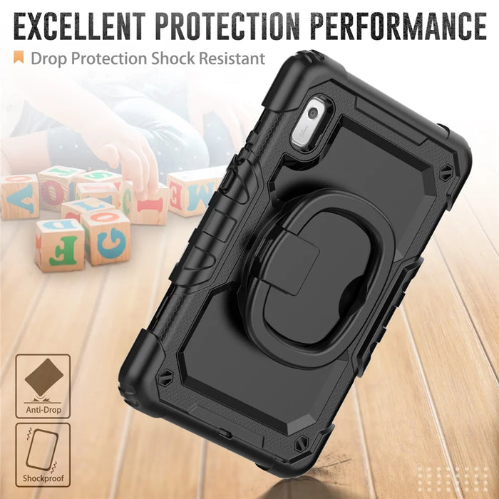 For Lenovo Tab M9 TB-310FU / Lenovo K9 TB310 Kickstand Case PC+Silicone Tablet Cover with Shoulder Strap - Black - 4