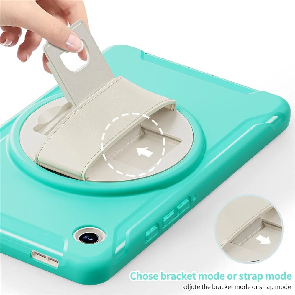 For Samsung Galaxy Tab A9 Rugged Case Hand Strap Kickstand Tablet Cover - Mint Green - 3