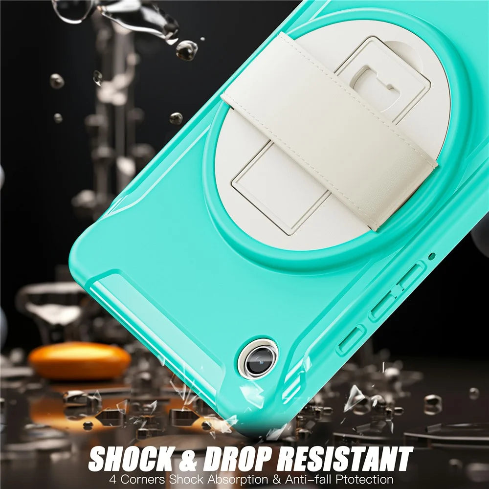 For Samsung Galaxy Tab A9 Rugged Case Hand Strap Kickstand Tablet Cover - Mint Green - 5