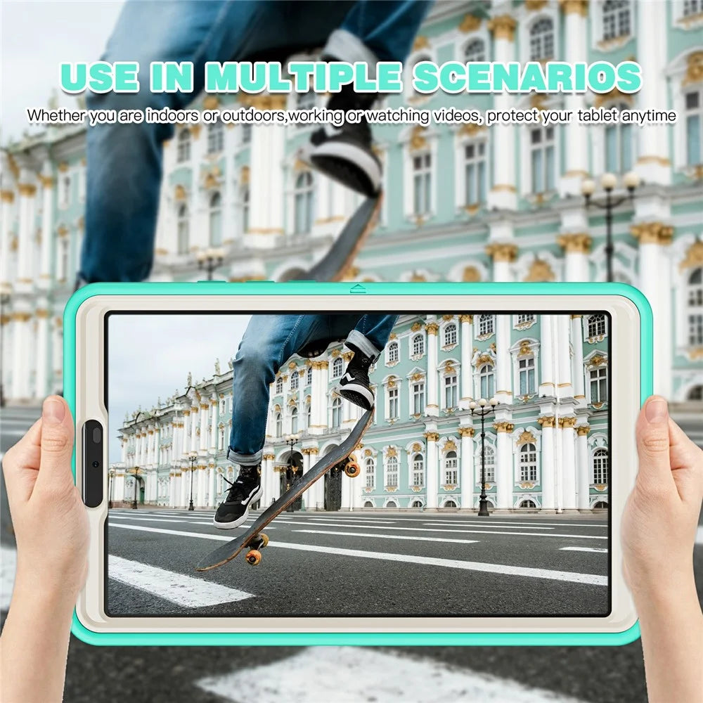 For Samsung Galaxy Tab A9 Rugged Case Hand Strap Kickstand Tablet Cover - Mint Green - 7
