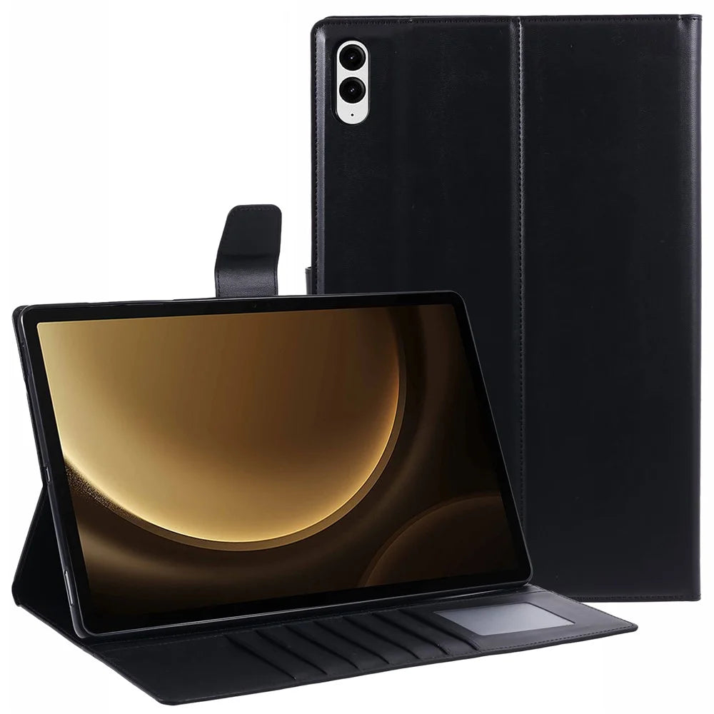 HANMAN Mill Series for Samsung Galaxy Tab S9 FE+ /  Tab S9+ /  Tab S8+ / Tab S7+ / Tab S7 FE Case Leather Stand Wallet Tablet Cover - Black - 1