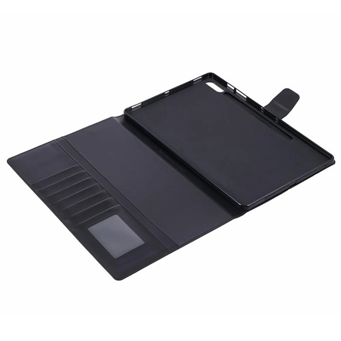 HANMAN Mill Series for Samsung Galaxy Tab S9 FE+ /  Tab S9+ /  Tab S8+ / Tab S7+ / Tab S7 FE Case Leather Stand Wallet Tablet Cover - Black - 7