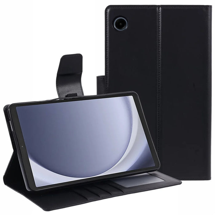 HANMAN Mill Series for Samsung Galaxy Tab A9 Case Magnetic Leather Folio Flip Tablet Cover - Black - 1
