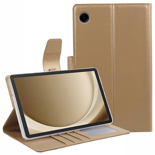 HANMAN Mill Series for Samsung Galaxy Tab A9+ Leather Case Folio Flip Tablet Wallet Cover - Champagne Gold - 1