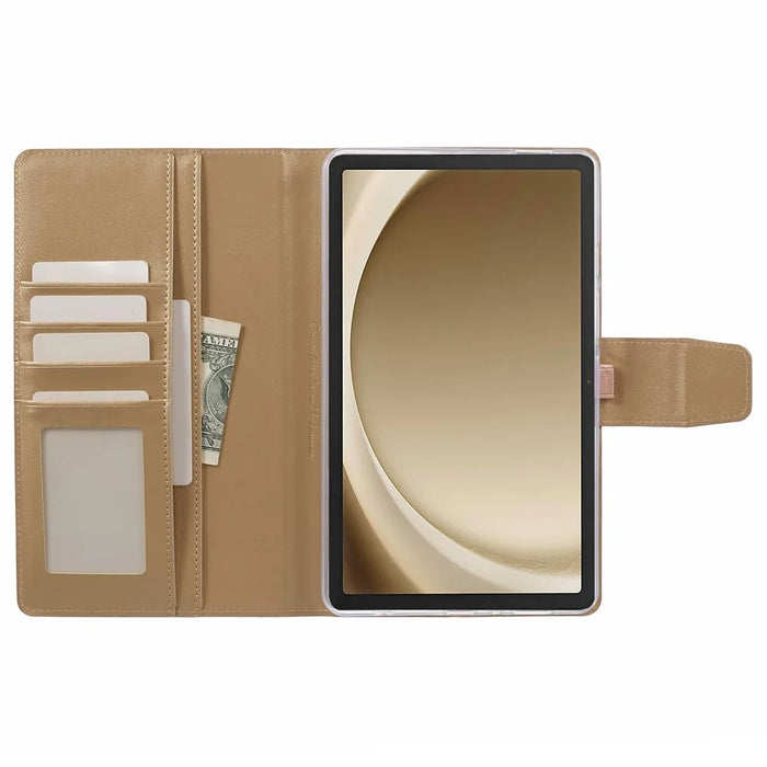 HANMAN Mill Series for Samsung Galaxy Tab A9+ Leather Case Folio Flip Tablet Wallet Cover - Champagne Gold - 4