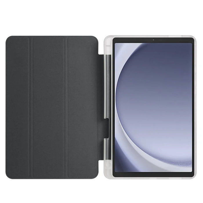 For Samsung Galaxy Tab A11 / A9 Case Tri-fold Leather Pen Slot Tablet Stand Cover - Black - 2