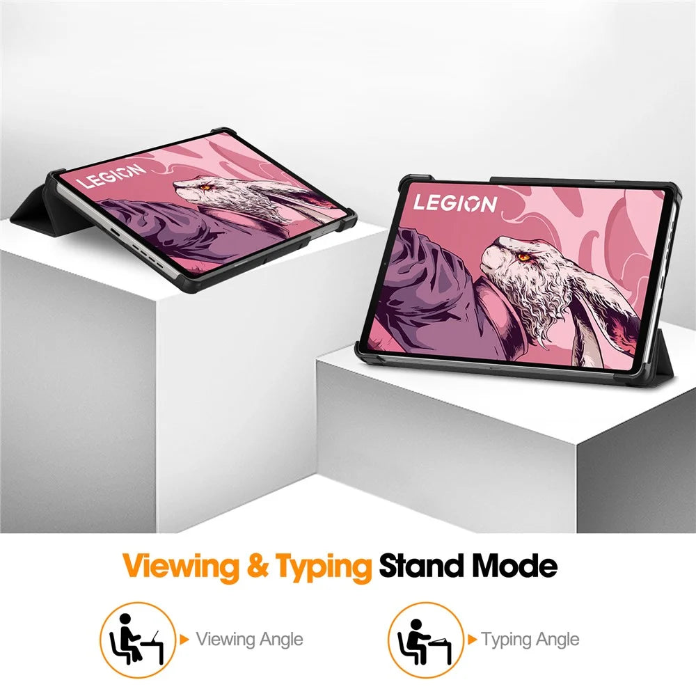 For Lenovo Legion Y700 (2023) / Tab Gen 2 Tri-Fold Stand Leather Case Tablet Cover - Black - 4