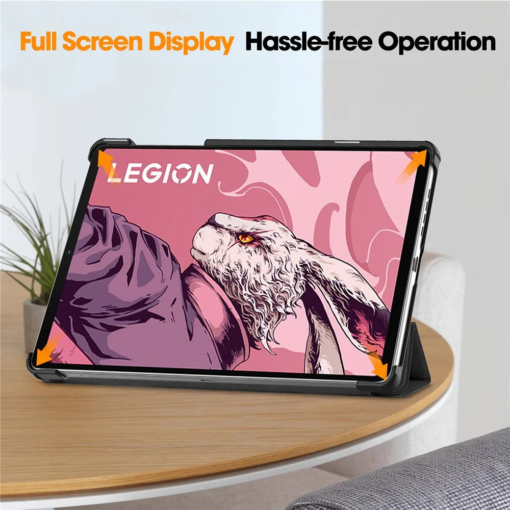 For Lenovo Legion Y700 (2023) / Tab Gen 2 Tri-Fold Stand Leather Case Tablet Cover - Black - 5