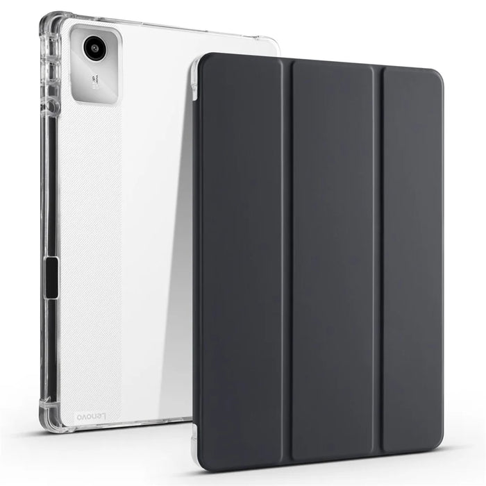 For Lenovo Tab M11 / Xiaoxin Pad 11 2024 Case Tri-fold Transparent Back Auto Sleep / Wake Cover with Pen Slot - Black - 1