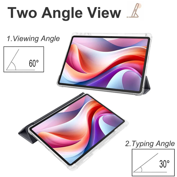 For Lenovo Tab M11 / Xiaoxin Pad 11 2024 Case Tri-fold Transparent Back Auto Sleep / Wake Cover with Pen Slot - Black - 3