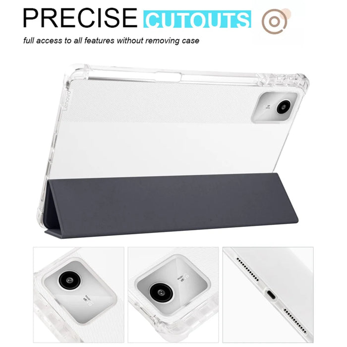 For Lenovo Tab M11 / Xiaoxin Pad 11 2024 Case Tri-fold Transparent Back Auto Sleep / Wake Cover with Pen Slot - Black - 4
