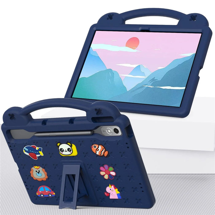 For Lenovo Tab P12 EVA Case with Kickstand Drop Protective Rugged Tablet Cover - Navy Blue - 4
