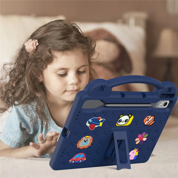For Lenovo Tab P12 EVA Case with Kickstand Drop Protective Rugged Tablet Cover - Navy Blue - 5