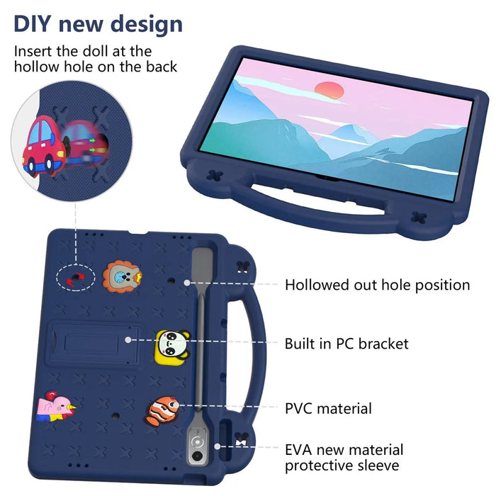 For Lenovo Tab P12 EVA Case with Kickstand Drop Protective Rugged Tablet Cover - Navy Blue - 7